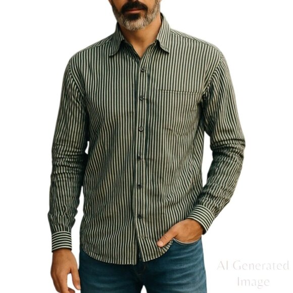 Bugatchi Uomo Mens Classic Fit Shirt Modal Blend Striped Black Size XXL 2XL - Picture 1 of 12